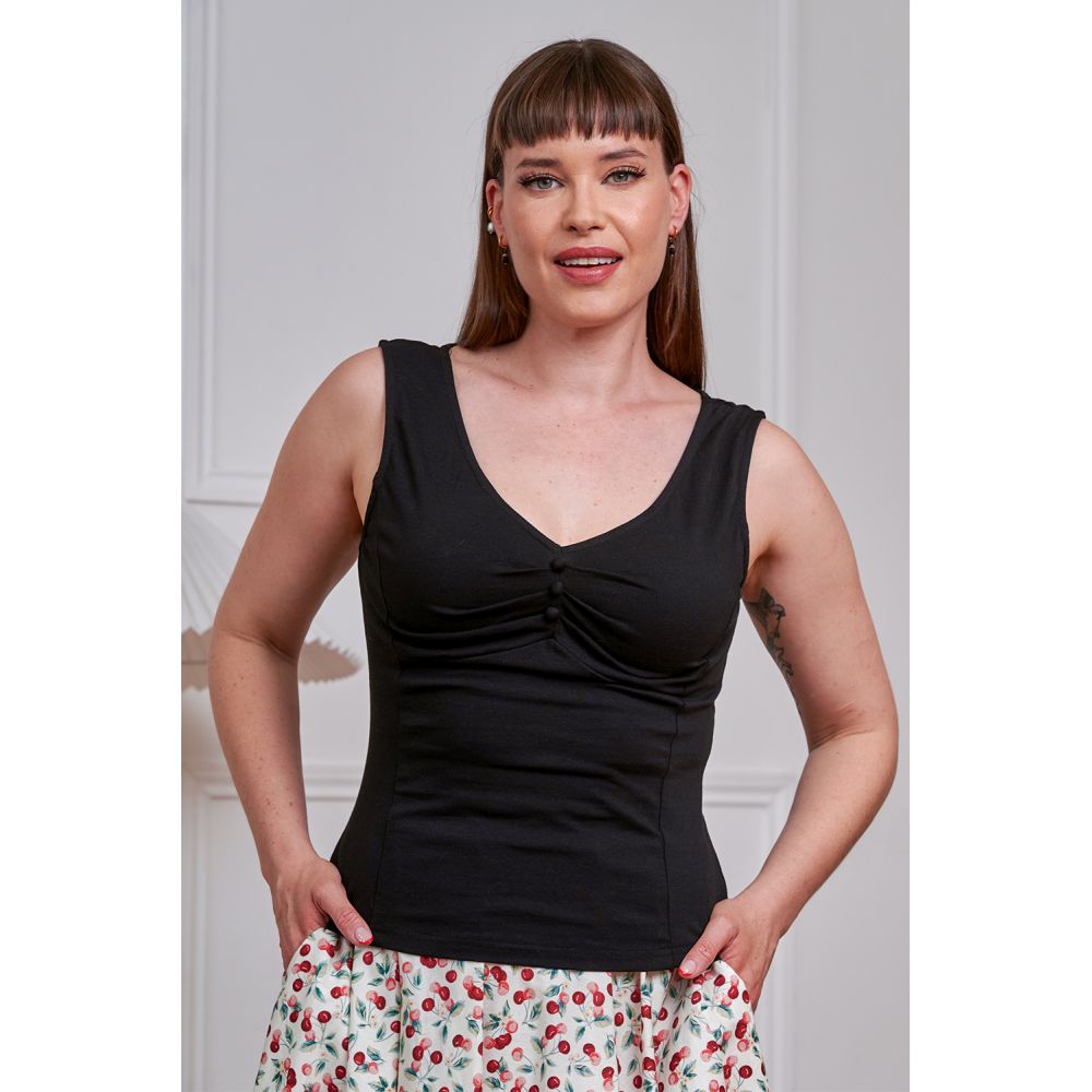 Banned - Elaine Mouwloze top - Zwart